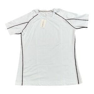 White Short Sleeve Tee with Black Accents